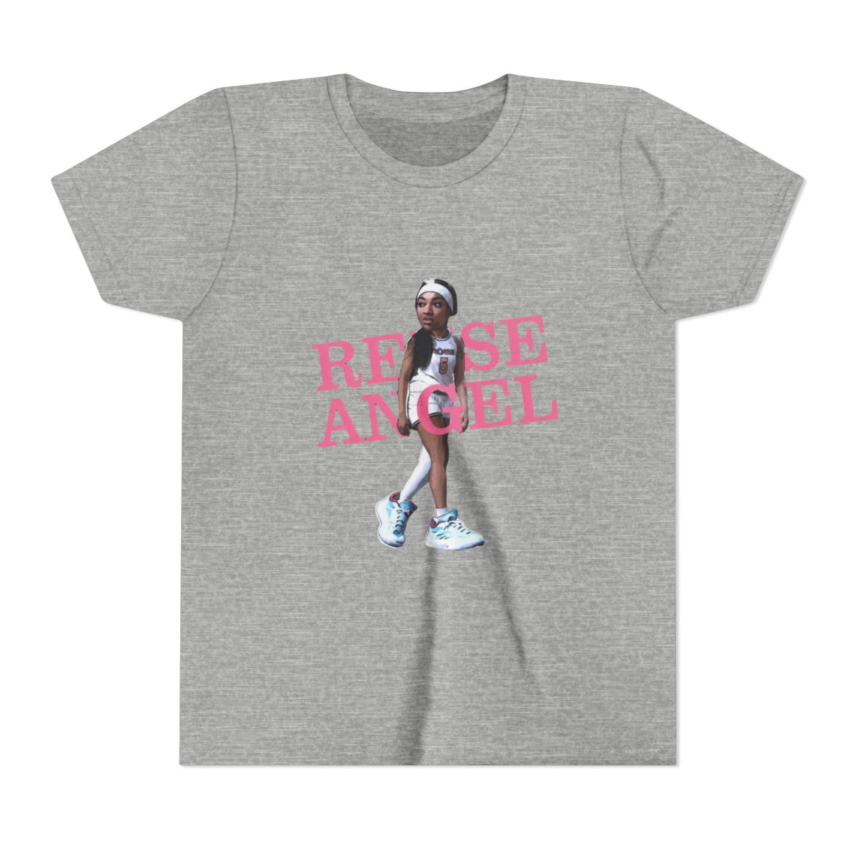 Angel Reese #5 Big Cute Head Women Basketball - NH #77 Kids T Shirt - alternate angle 5, merchandise