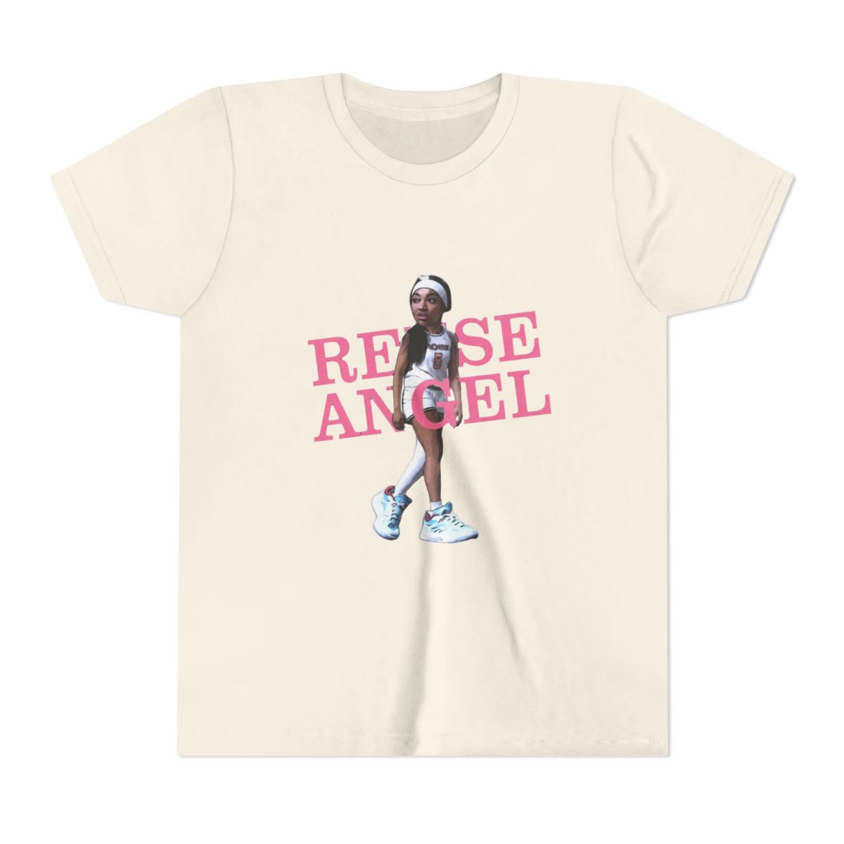 Angel Reese #5 Big Cute Head Women Basketball - NH #77 Kids T Shirt - alternate angle 3, merchandise